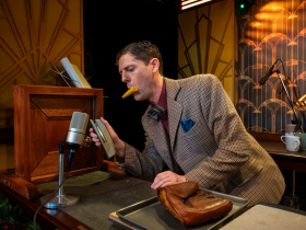 Milwaukee Repertory Theater presents It’s A Wonderful Life: A Live Radio Play in the Stackner Cabaret October 31 – December 21, 2025. Pictured Wade Elkins
