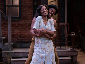 Milwaukee Repertory Theater presents August Wilson’s Seven Guitars in the Quadracci Powerhouse March 7 – April 2, 2023. Pictured: Dimonte Henning and Kierra Bunch