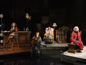 Milwaukee Repertory Theater presents New Age in the Stiemke Studio March 22 – May 1, 2022. Pictured L-R: Courtney Rackley, Blair Medina Baldwin, Delissa Reynolds and Lisa Harrow