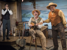 Milwaukee Repertory Theater presents Mark Twain’s River of Song in the Stacker Cabaret from January 18 – March 17, 2019.  L to R: David Lutken, Spiff Weigand, Harvy Blanks