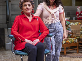 Milwaukee Repertory Theater presents Steel Magnolias in the Quadracci Powerhouse November 9 – December 5, 2021. Pictured L-R: Janet Ulrich Brooks and Phoebe González