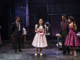 Milwaukee Repertory Theater presents West Side Story in the Quadracci Powerhouse September 17 – October 27, 2019. Left to right: Carlos Jimenez, Liesl Collazo, Jose-Luis Lopez, Jr. and Courtney Arango