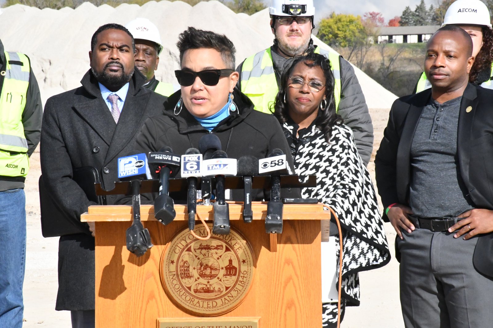 DNS Commissioner Jezamil Arroyo-Vega at Northridge Mall demolition press conference