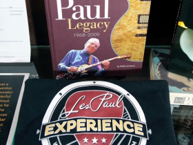 The Modern Era Of the Les Paul Legacy 1968-2009 book by Robb Lawrence, Hal Leonard publisher and  Waukesha County Museum Les Paul Experience T-Shirt