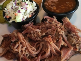 Smoked ham with smokehouse beans and coleslaw 
