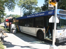 An old MCTS bus being towed away following a break down.