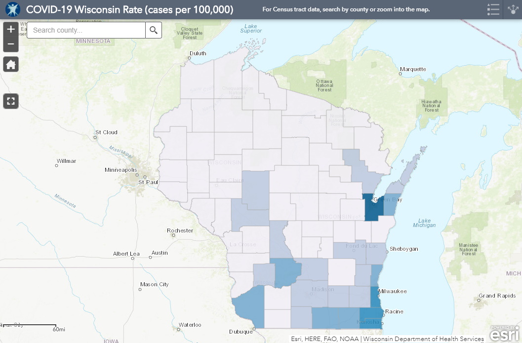 May 6 COVID-19 Wisconsin Case Map