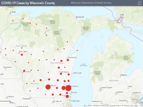 April 1st COVID-19 Wisconsin Case Map