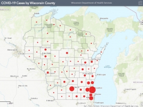 April 9th COVID-19 Wisconsin Case Map