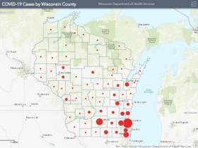 April 10th COVID-19 Wisconsin Case Map