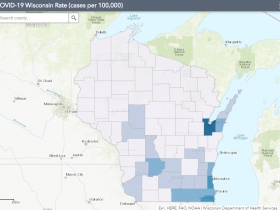 May 4 COVID-19 Wisconsin Cases Per 100,000 Residents Map