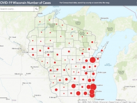 May 6 COVID-19 Wisconsin Cases Per 100,000 Residents Map