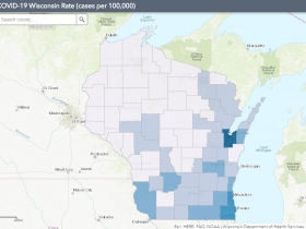 May 13 COVID-19 Wisconsin Cases Per 100,000 Residents Map