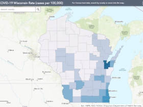 May 14 COVID-19 Wisconsin Cases Per 100,000 Residents Map