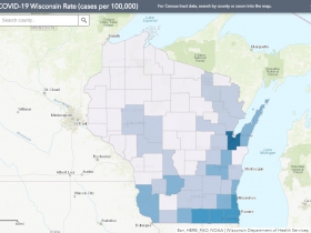 May 15 COVID-19 Wisconsin Cases Per 100,000 Residents Map