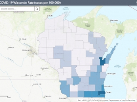 May 16 COVID-19 Wisconsin Cases Per 100,000 Residents Map