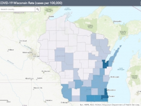 May 17 COVID-19 Wisconsin Cases Per 100,000 Residents Map