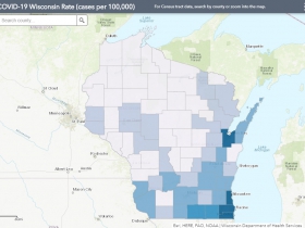 May 18 COVID-19 Wisconsin Cases Per 100,000 Residents Map