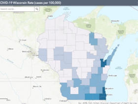May 20 COVID-19 Wisconsin Cases Per 100,000 Residents Map