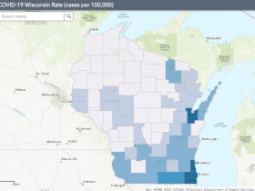 May 23 COVID-19 Wisconsin Cases Per 100,000 Residents Map