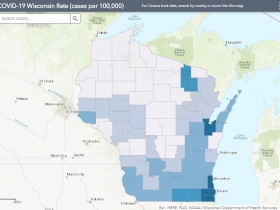 May 27 COVID-19 Wisconsin Cases Per 100,000 Residents Map