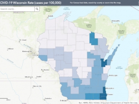 May 28 COVID-19 Wisconsin Cases Per 100,000 Residents Map