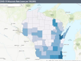 June 3rd COVID-19 Wisconsin Cases Per 100,000 Residents Map