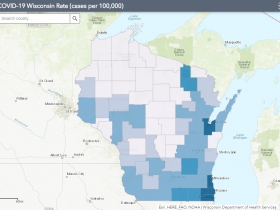 June 4th COVID-19 Wisconsin Cases Per 100,000 Residents Map