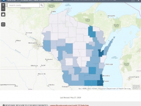 June 5 COVID-19 Wisconsin Cases Per 100,000 Residents Map