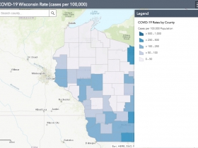 June 6 COVID-19 Wisconsin Cases Per 100,000 Residents Map
