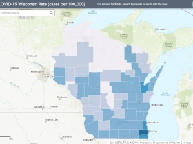 June 14 COVID-19 Wisconsin Cases Per 100,000 Residents Map