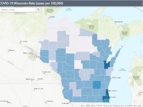 June 23 COVID-19 Wisconsin Cases Per 100,000 Residents Map