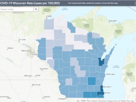 June 30 COVID-19 Wisconsin Cases Per 100,000 Residents Map