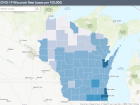 July 5 COVID-19 Wisconsin Cases Per 100,000 Residents Map