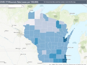 July 12 COVID-19 Wisconsin Cases Per 100,000 Residents Map