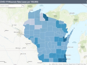 July 27 COVID-19 Wisconsin Cases Per 100,000 Residents Map