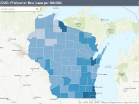 July 29 COVID-19 Wisconsin Cases Per 100,000 Residents Map