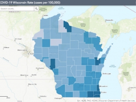 July 31 COVID-19 Wisconsin Cases Per 100,000 Residents Map