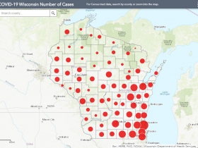 August 1st COVID-19 Wisconsin Case Map