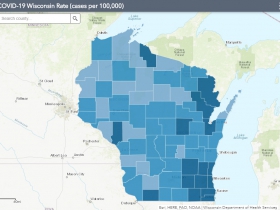 August 27th COVID-19 Wisconsin Cases Per 100,000 Residents Map