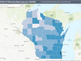 September 5th COVID-19 Wisconsin Cases Per 100,000 Residents Map