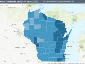 October 7th COVID-19 Wisconsin Cases Per 100,000 Residents Map