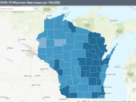 October 14th COVID-19 Wisconsin Cases Per 100,000 Residents Map