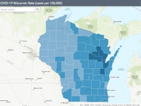 October 24th COVID-19 Wisconsin Cases Per 100,000 Residents Map