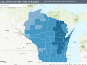 November 3rd COVID-19 Wisconsin Cases Per 100,000 Residents Map