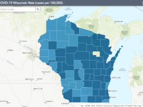 November 19th COVID-19 Wisconsin Cases Per 100,000 Residents Map