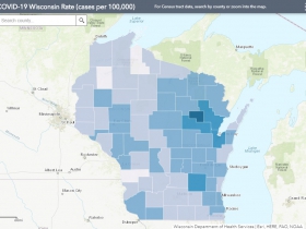 November 24th COVID-19 Wisconsin Cases Per 100,000 Residents Map