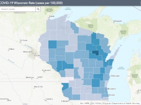 December 1st COVID-19 Wisconsin Cases Per 100,000 Residents Map