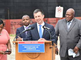 Pete Buttigieg Speaks at Port of Milwaukee