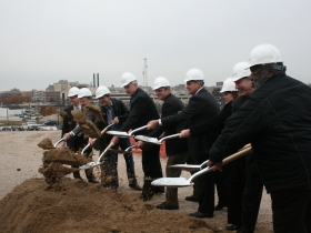 Dignitaries get in on the groundbreaking.